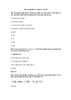 Hóa học 12 - Luyện tập polime và vật liệu polime