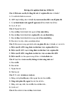 Trắc nghiệm Sinh học 10 bài 26: Sinh sản của vi sinh vật