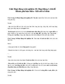 Giải Hoạt động trải nghiệm 10: Hoạt động 2 chủ đề 2 Kết Nối Tri Thức
