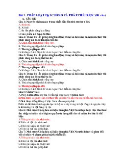 Ngân hàng câu hỏi trắc nghiệm Pháp chế dược (có đáp án)