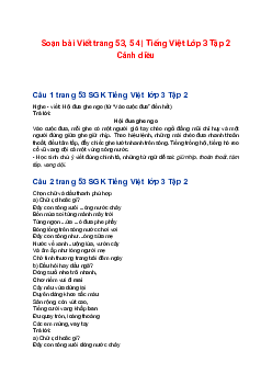 Soạn bài Viết trang 53, 54 | Tiếng Việt Lớp 3 Tập 2 Cánh diều