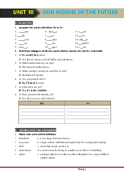 Bài tập Tiếng Anh 6 chương trình mới Bài 10: Our Houses In The Future (có đáp án)-Mai Lan Hương-Hà Thanh Uyên