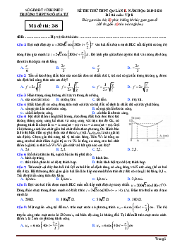 Đề thi thử THPT Quốc gia môn Lý 2020 trường THPT Ngô Gia Tự-Vĩnh Phúc lần 2 (có đáp án)
