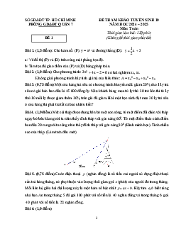 Đề tham khảo tuyển sinh 10 môn Toán 2024 – 2025 phòng GD&ĐT Quận 7 – TP HCM