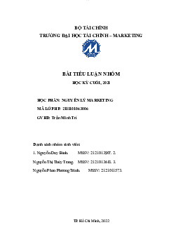 Bài tiểu luận kết thúc học phần Nguyên lý marketing