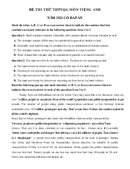 Đề thi thử THPT Quốc gia năm 2021 môn Tiếng Anh trường THPT Lý Thái Tổ lần 1 (có đáp án)