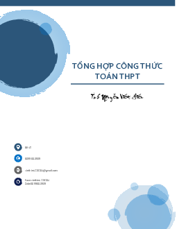 Tổng hợp công thức Toán THPT – Nguyễn Viết Hiếu