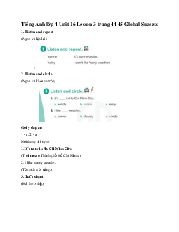 Tiếng Anh lớp 4 Unit 16 Lesson 3 trang 44 45 Global Success