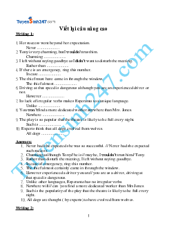 Viết lại câu ôn luyện thi Chuyên Anh mức độ TB-Khá