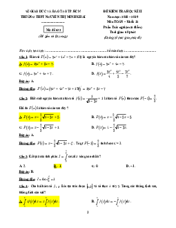 Đề thi học kì 2 Toán 12 năm 2018 – 2019 trường Nguyễn Thị Minh Khai – TP HCM