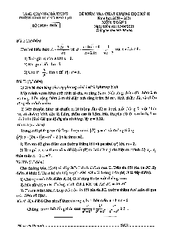 Đề thi HK2 Toán 9 năm 2020 – 2021 phòng GD&ĐT Hai Bà Trưng – Hà Nội