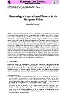 Recovering a Separation of Powers in the European Union - Tạp chí Luật liên minh Châu Âu EU