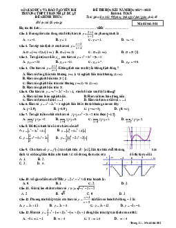 Đề thi học kỳ 1 Toán 12 năm học 2017 – 2018 trường THPT Trần Nhật Duật – Yên Bái