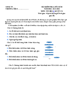 Đề thi giữa học kì 2 môn Tin học 8 năm 2023 - 2024 sách Kết nối tri thức với cuộc sống - Đề 1