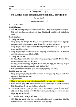 Giáo án Bài 13: Thực hành tổng hợp: Hoàn thiện bài trình chiếu Tin học 7 | Kết nối tri thức