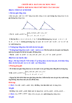 Chuyên đề hai tam giác bằng nhau, trường hợp bằng nhau thứ nhất của tam giác Toán 7