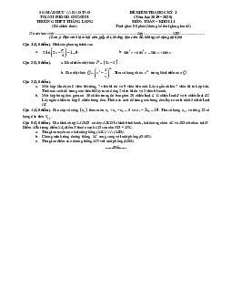 Đề thi HK1 Toán 11 năm 2019 – 2020 trường THPT Thăng Long – TP HCM