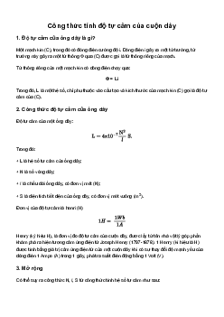 Công thức tính độ tự cảm của cuộn dây