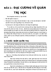 Bài 1 Đại cương về quản trị học | Môn Quản trị học đại cương - Đại học Bách Khoa Hà Nội