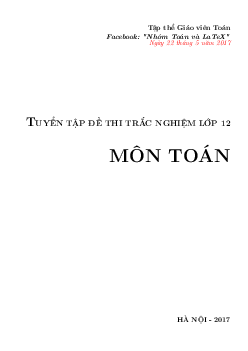 Tuyển tập đề thi trắc nghiệm lớp 12 môn Toán (Dự án 11)