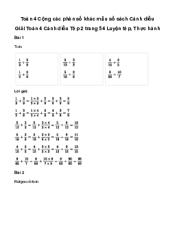 Giải Toán lớp 4 Bài 76: Cộng các phân số khác mẫu số Cánh diều