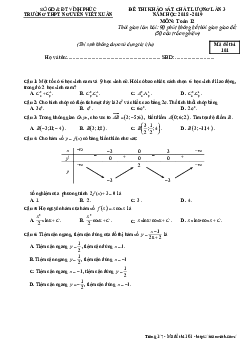 Đề KSCL Toán 12 lần 3 năm 2018 – 2019 trường Nguyễn Viết Xuân – Vĩnh Phúc