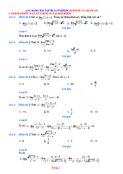 Các dạng bài trắc nghiệm giới hạn hàm số (có lời giải)
