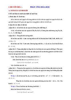 Lý thuyết và trắc nghiệm chương phản ứng Hóa học lớp 10 (có lời giải chi tiết và đáp án)