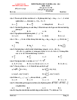 Đề học kỳ 1 Toán 12 năm 2022 – 2023 trường THPT Phùng Khắc Khoan – Hà Nội
