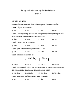Phiếu bài tập cuối tuần lớp 3 môn Toán - Tuần 12(cơ bản) | Kết nối tri thức