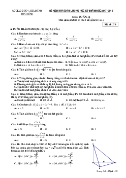 Đề kiểm tra chất lượng học kỳ 2 Toán 11 năm 2017 – 2018 sở GD và ĐT Thái Bình