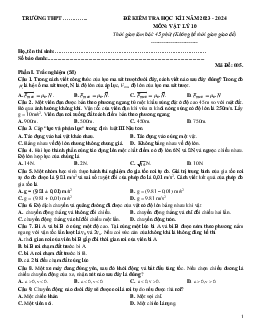 Đề thi học kì 1 môn Vật lí 10 năm 2023 - 2024 sách Kết nối tri thức với cuộc sống Đề 5