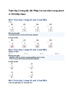 Toán lớp 2 trang 68, 69: Phép trừ (có nhớ) trong phạm vi 100 (tiếp theo) | Cánh diều