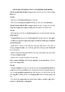 Giải bài tập SGK Sinh học 10 bài 1: Các cấp tổ chức của thế giới sống