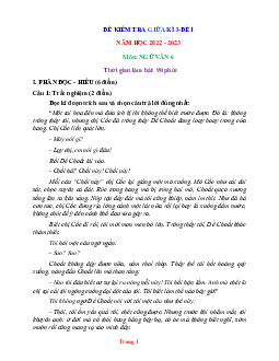 Đề thi giữa HK1 môn Ngữ Văn 6 năm 2022-2023 (có đáp án)-Đề 1