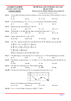 Đề thi KSCL Toán 12 năm 2019 – 2020 trường chuyên Lê Hồng Phong – Nam Định
