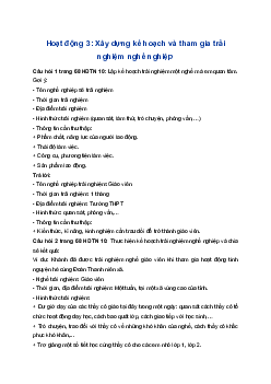 Giải Hoạt động trải nghiệm 10 Cánh diều: Hoạt động 3 chủ đề 8