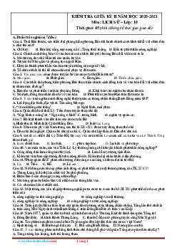 Đề thi GHK 2 Lịch Sử 10 - Đề 2 (có đáp án)
