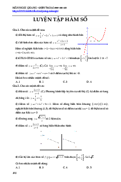 80 bài tập trắc nghiệm luyện tập chuyên đề hàm số – Mẫn Ngọc Quang Toán 12