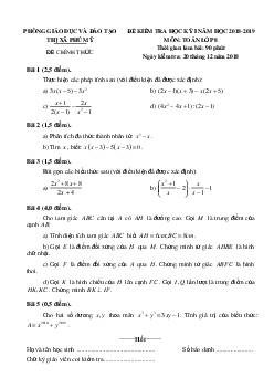 Đề thi HK1 Toán 8 năm 2018 – 2019 phòng GD&ĐT Thị Xã Phú Mỹ – Bà Rịa – Vũng Tàu