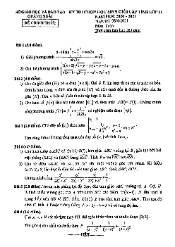 Đề thi học sinh giỏi tỉnh Toán 11 năm 2020 – 2021 sở GD&ĐT Quảng Ngãi