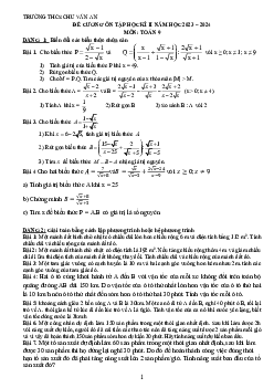 Đề cương học kì 2 Toán 9 năm 2023 – 2024 trường THCS Chu Văn An – Hà Nội
