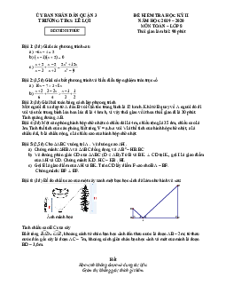 Đề thi HK2 Toán 8 năm 2019 – 2020 trường THCS Lê Lợi – TP HCM