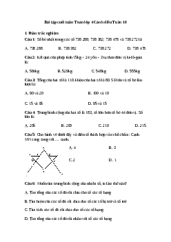 Bài tập cuối tuần Toán lớp 4 Cánh diều - Tuần 10
