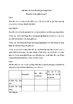 Sinh học 10 Bài 10: Trao đổi chất qua màng tế bào - Kết Nối Tri Thức