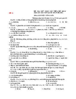 Bộ 10 đề thi thử theo cấu trúc Đề minh họa 2021 môn Giáo dục công dân có đáp án