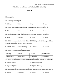 Bài tập cuối tuần Toán lớp 4 Kết nối tri thức - Tuần 11 (Nâng cao)