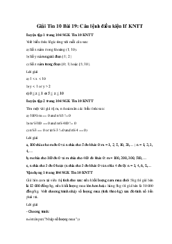 Giải Tin 10 Bài 19: Câu lệnh điều kiện If KNTT