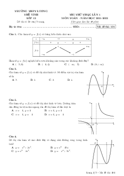 Đề thi thử Toán THPT QG 2022 lần 1 trường THPT Lương Thế Vinh – Hà Nội