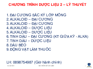 Sắc ký lớp mỏng và ứng dụng trong dược liệu | Bài giảng môn Dược liệu | Trường Đại học Nguyễn Tất Thành